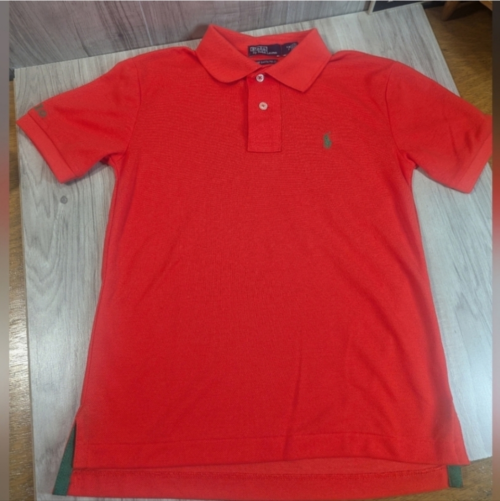 Boys Polo Ralph Lauren "The Earth Polo" Shirt Size 7 Coral Green Pony